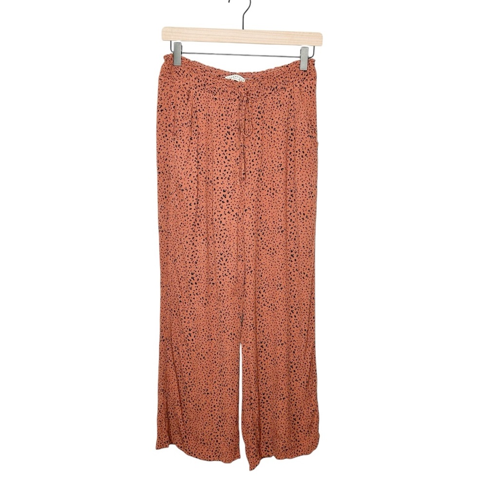Paper Crane Textured Printed High Rise Wide Leg Causal Pull On Pants Small S